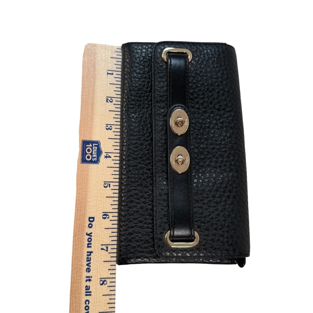 Coach Black Pebble Bubble Leather Double Turnlock Wallet Clutch Black Gold 53425 - Picture 5 of 8